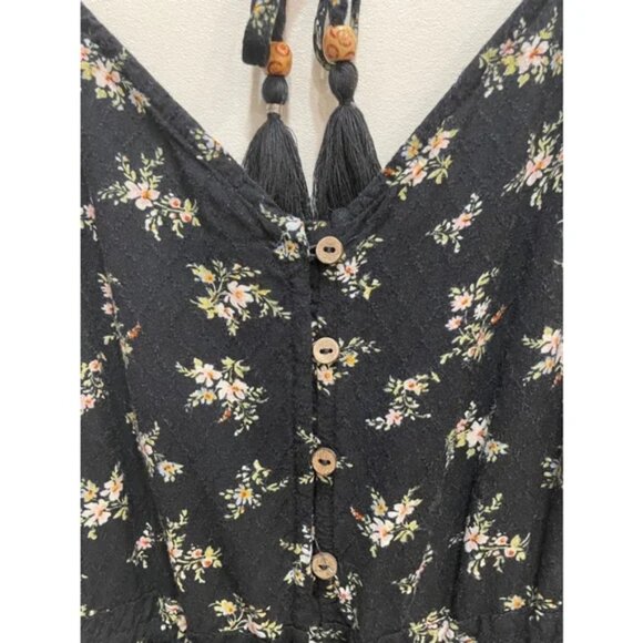 American Eagle 90s style grunge floral button front ruffle sleeve maxi dress - Picture 5 of 6